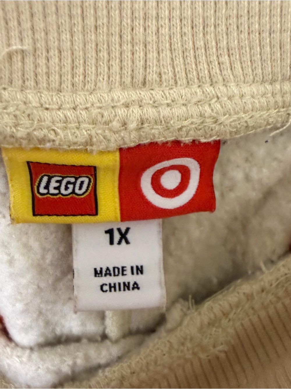 Lego Women’s 1X Cream Track Pants with Pink Side Stripes and Orange Drawstring - Picture 3 of 5